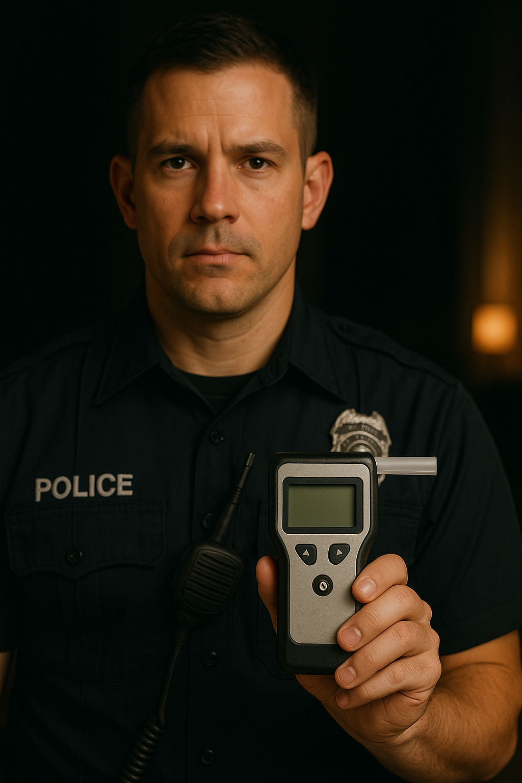 Officer holding a PBT